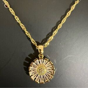 Gold Sunburst Pendant Necklace